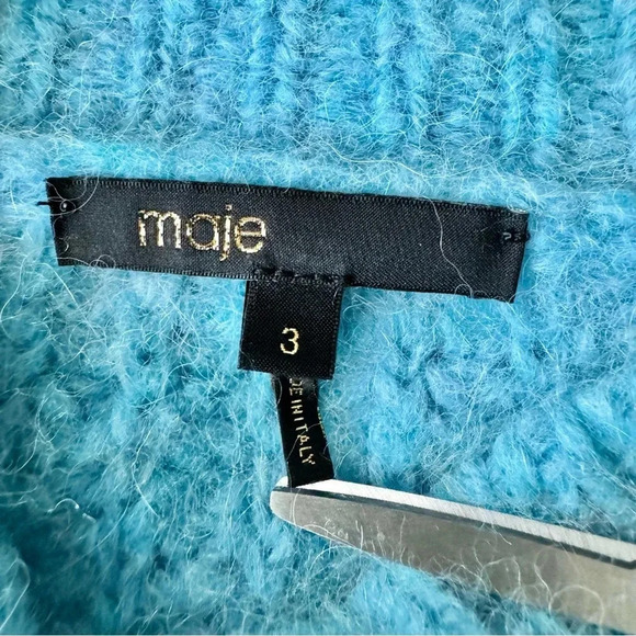 MAJE Alpaca & Wool Blend Sweater Jumper in Aqua Blue Size L - Picture 12 of 16